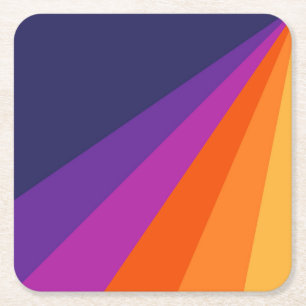 Paarse en oranje diagonaalretraliestrepen vierkante kartonnen onderzetter