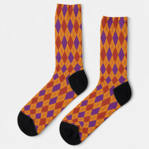 Paarse en oranje diagonalen sokken