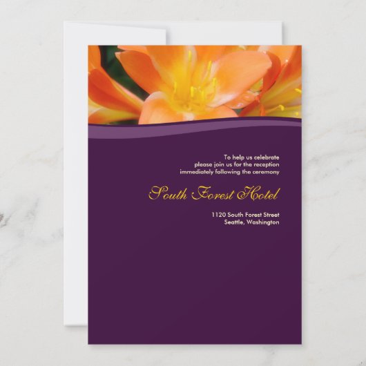 Paarse en Oranje formele bruiloft Kaart (Achterkant)