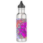 Paarse en Oranje Groovy Abstract Retro Swirl Waterfles (Links)