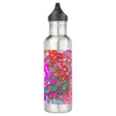 Paarse en Oranje Groovy Abstract Retro Swirl Waterfles (Rechts)