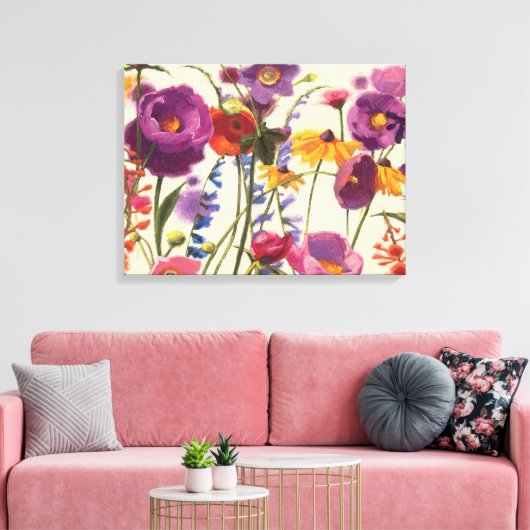 Paarse en Oranje papaver Melody Canvas Afdruk (Insitu (Woonkamer))