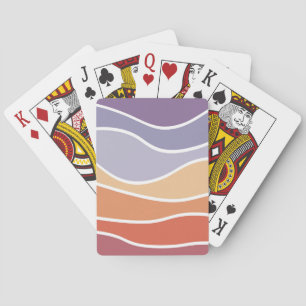 Paarse en oranje retro stijl golven pokerkaarten