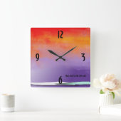 Paarse en Oranje Samenvatting Vierkante Klok (Huis)