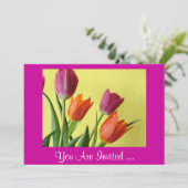 Paarse en Oranje Tulpen Feestuitnodigingen Kaart (Staand voorkant)