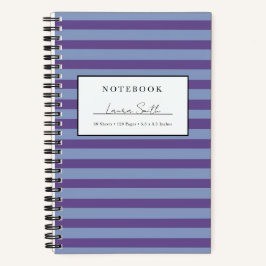 Paarse en periwinkle gestreepte gepersonaliseerde  notitieboek