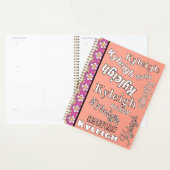 Paarse en perzik bloem gepersonaliseerd  planner (Display)
