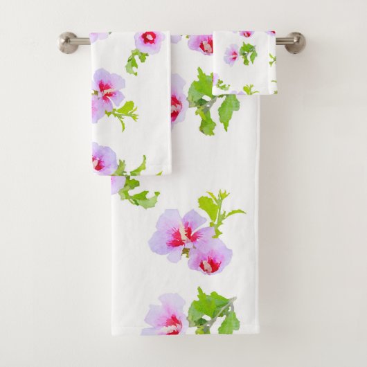 Paarse en rode bloemen bad handdoek (Insitu)