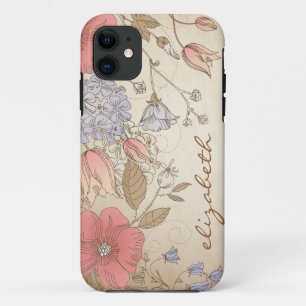  Paarse en Rode Bloemen iPhone 5 Hoesje