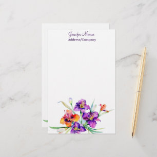 Paarse en rode gepersonaliseerde Iris Briefpapier