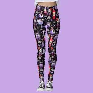 Paarse en rode Halloween cocktails en drankjes Leggings