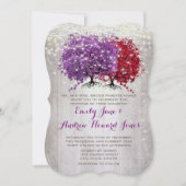 Paarse en Rode Hartblad Bosboom Bruiloft Kaart (Voorkant)