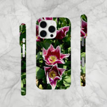 Paarse en rode puntige tulpen mobiele telefoonhoes
