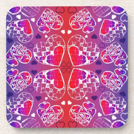 Paarse en rode roomkleurige rotsachtige kunsten bier onderzetter (Voorkant)