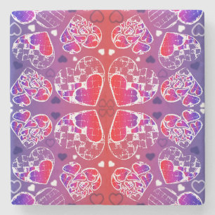 Paarse en rode roomkleurige rotsachtige kunsten stenen onderzetter