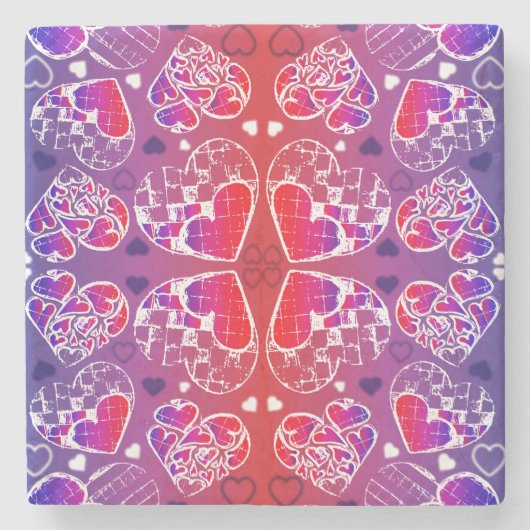 Paarse en rode roomkleurige rotsachtige kunsten stenen onderzetter (Voorkant)