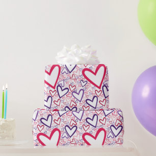 Paarse en rood cadeaupapier
