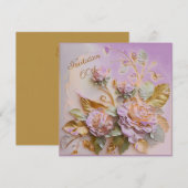 Paarse en Roos gouden gebeeldhouwde Rozen 60ste Save The Date (Voorkant / Achterkant)