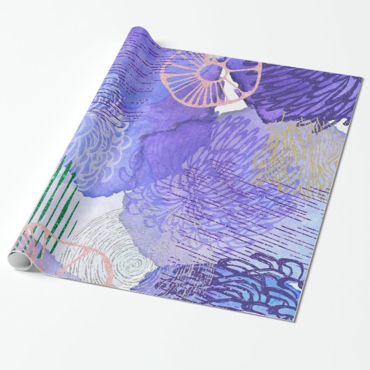 Paarse en roze Abstracte achtergrond Cadeaupapier (Uitgerold)