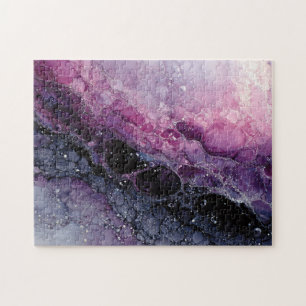 Paarse en Roze Abstracte Fluid Art Legpuzzel