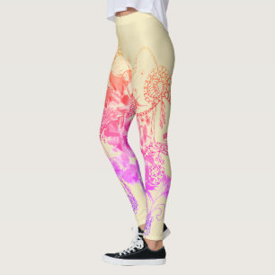 Paarse en roze Abstracte Leggings