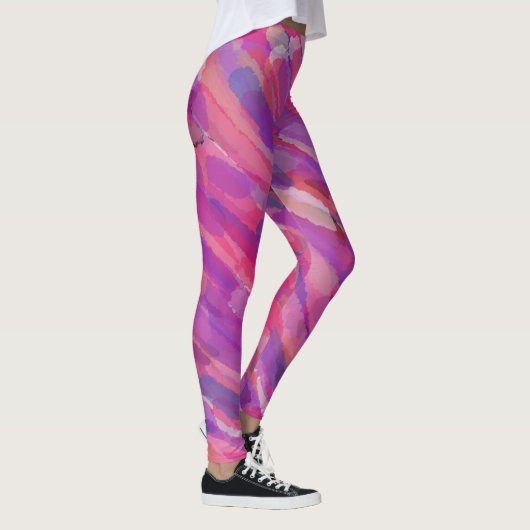 Paarse en roze Abstracte Leggings van het Patroon (Rechts)