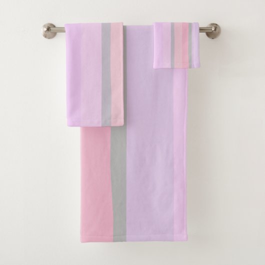 Paarse en roze Abstracte strepen Bad Handdoek (Insitu)