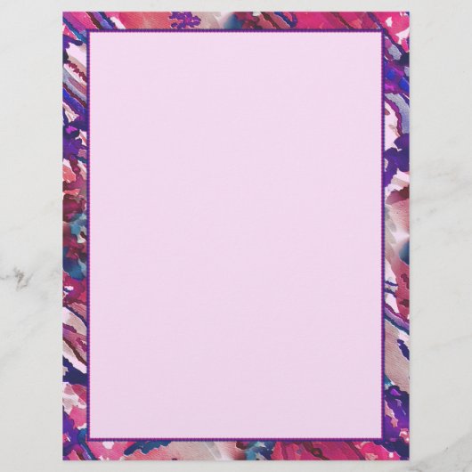 Paarse en roze Abstracte Waterverf op printerforma Briefhoofd (Achterkant)