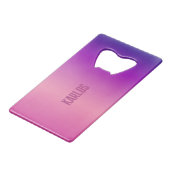 Paarse en roze achtergrond kredietkaart flessenopener (Achterkant Gekanteld)