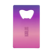 Paarse en roze achtergrond kredietkaart flessenopener (Achterkant)