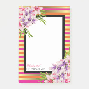 Paarse en Roze Aquarel Magnolia Verjaardag Post-it® Notes