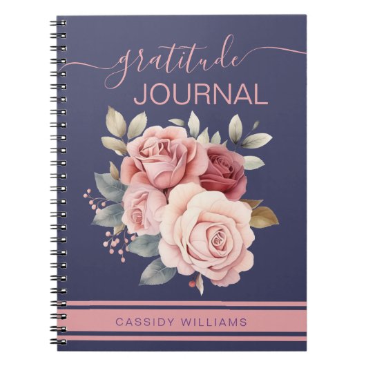 Paarse en roze bloem dankbaarheid Journal notitieb Notitieboek (Voorkant)