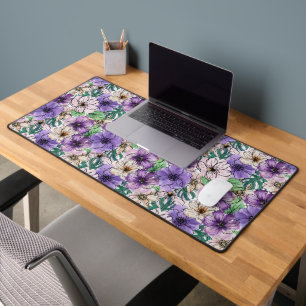 Paarse en roze bloemen bureaumat