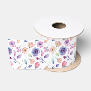 Paarse en roze bloemen en groen lint