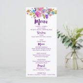 Paarse en roze bloemen Monogram Weddenemenu Kaart (Staand voorkant)