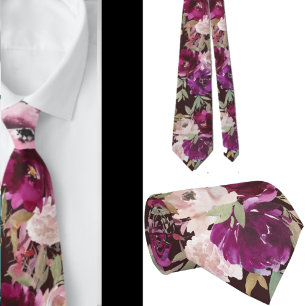 Paarse en roze bloemen rozen wijn halsdoek stropdas
