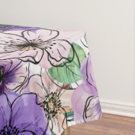 Paarse en roze bloemen tafelkleed