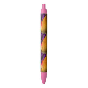 Paarse en Roze BloemenPen Zwarte Inkt Pen