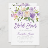 Paarse en roze bloemenrustiek vrijgezellenfeest kaart (Voorkant / Achterkant)