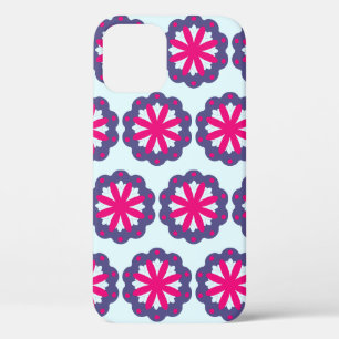 Paarse en roze bloemvormen illustratie iPhone 12 pro hoesje