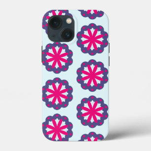 Paarse en roze bloemvormen illustratie iPhone 13 mini hoesje