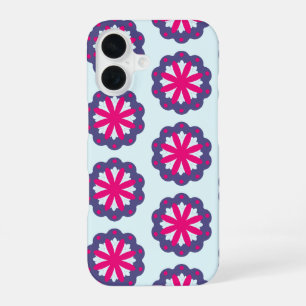 Paarse en roze bloemvormen illustratie iPhone 16 hoesje