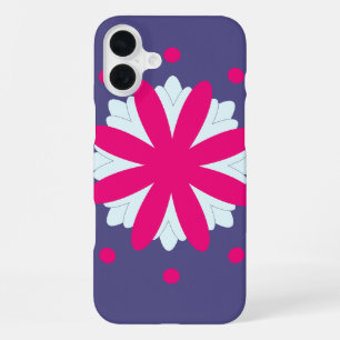 Paarse en roze bloemvormen illustratie iPhone 16 plus hoesje
