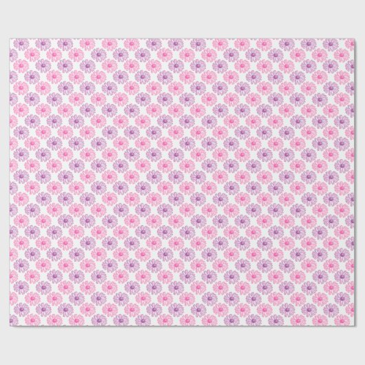 Paarse en roze Daisies Pattern Cadeaupapier (Vlak)