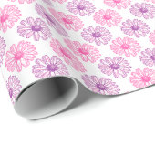 Paarse en roze Daisies Pattern Cadeaupapier (Rol Hoek)