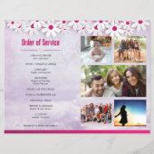 Paarse en roze Daisy begrafenisprogramma voor meis Flyer (Achterkant)