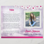 Paarse en roze Daisy begrafenisprogramma voor meis Flyer (Voorkant)