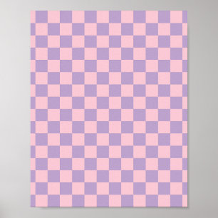 Paarse en roze dambord poster