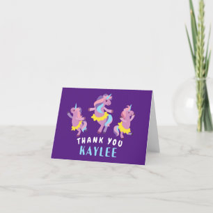 Paarse en Roze Dansende Eenhoorns Kinder Bedankt