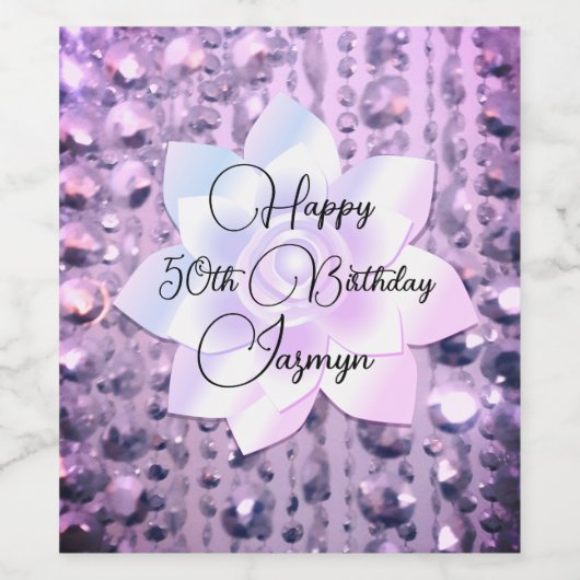 Paarse en roze elegante bruinkoolwijn wijn etiket (Enkel label)